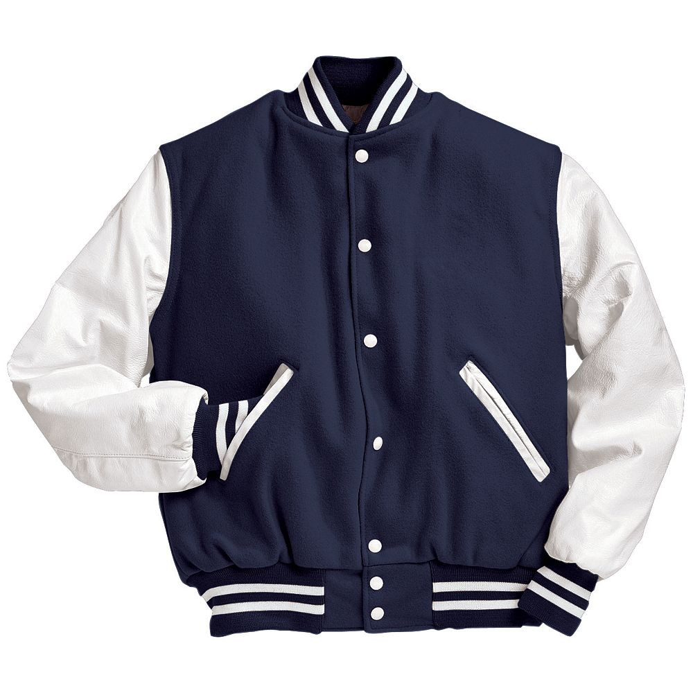 Navy and White Varsity Letterman Jacket