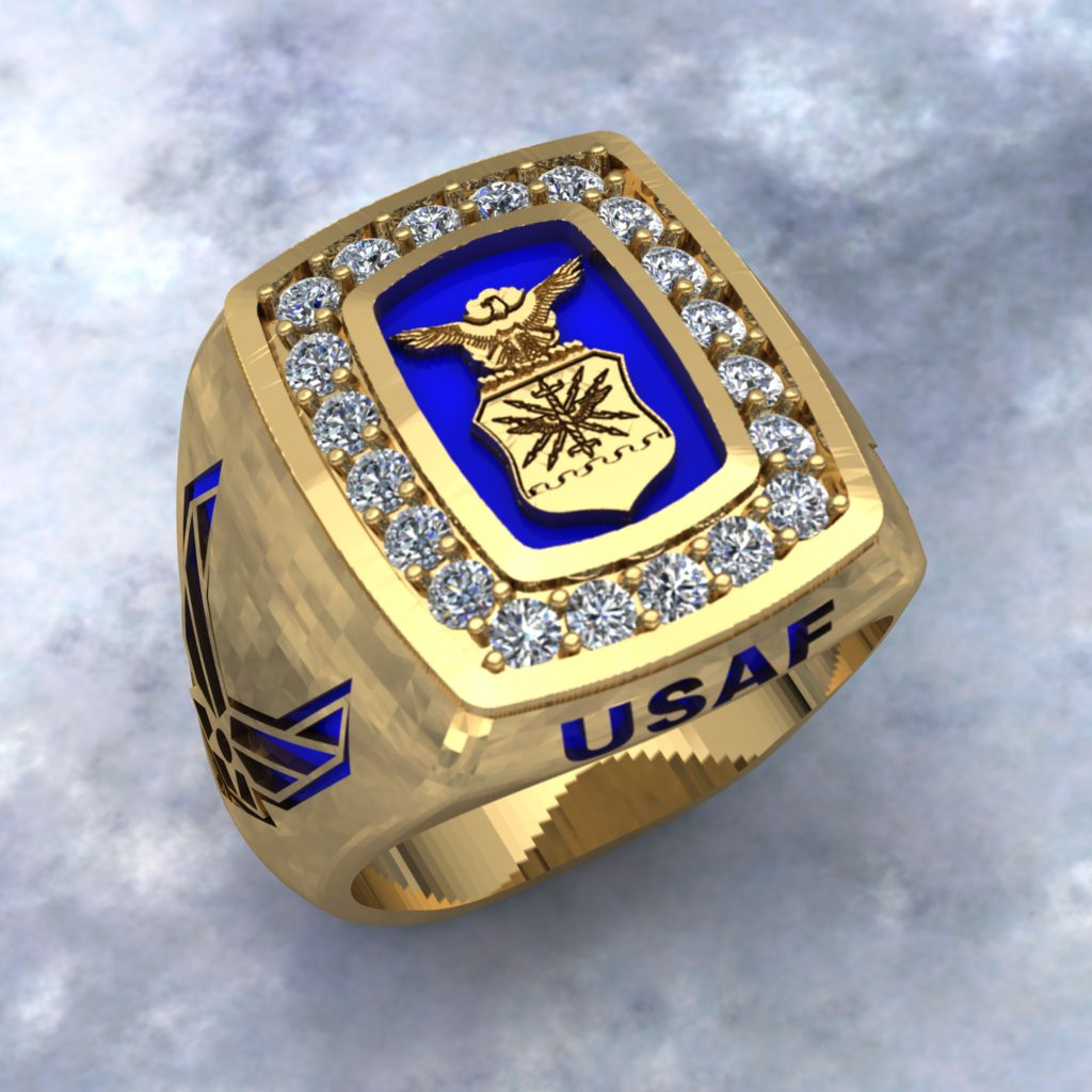 UNITED STATES AIR FORCE RING GOLD DIAMOND RING AFR22G14