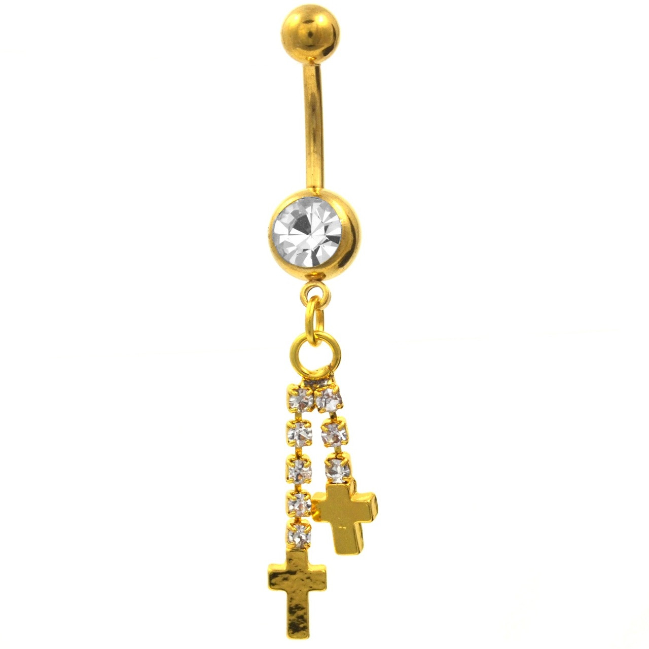 Gold Navel Ring With Cross Gold Navel Ring With Cross