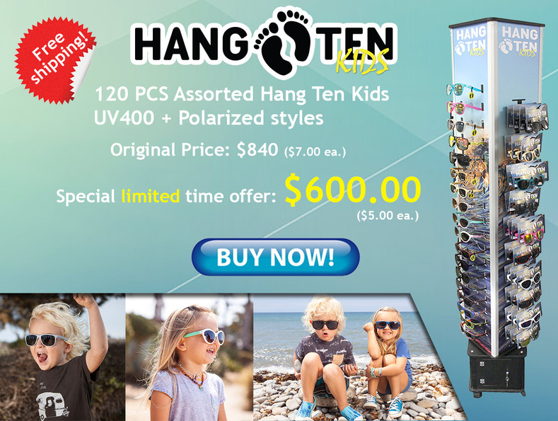 On Sale - Hang Ten Kids Sunglasses with Display - HTKFD2