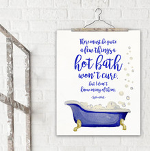 Hot Bath Literary Quote. Watercolor Sylvia Plath Fine Art Print For Classroom, Library, Home, Bath or Dorm