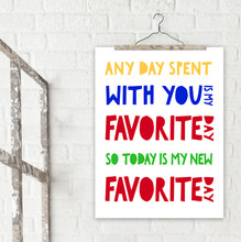 Any Day Spent with You A. A. Milne Fine Art Print For Classroom, Library, Home or Nursery