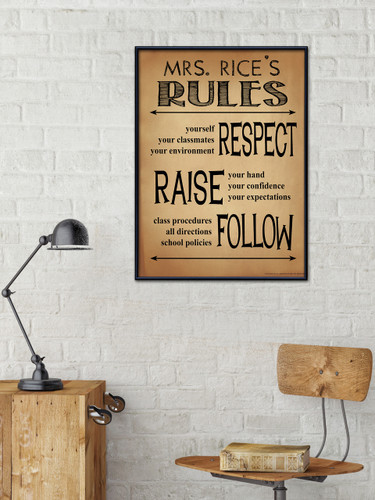 Classroom Rules Personalized Art Print. Customizable Poster For High School, Middle School or Elementary School Teachers