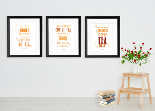 Tea Quote Posters - Typographic Art Prints Featuring Barrie, Lewis and Dostoyevsky