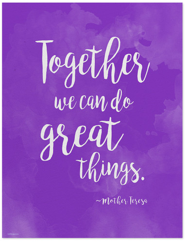 Great Things - Mother Teresa Diversity Quote Poster. Fine Art Print For Classroom, Library, Home or Dorm