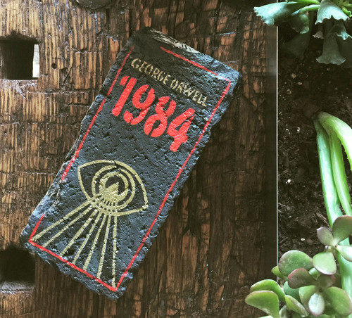 1984 - George Orwell Exclusive Artisan Hand-Painted Garden Bricks or Book End
