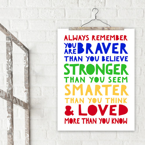 Loved More Than You Know A. A. Milne Fine Art Print For Classroom, Library, Home or Nursery