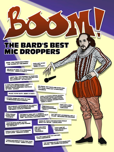 Shakespeare Insults Literary Art Print. English Literature Classroom Poster