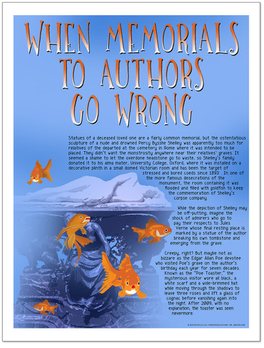 Author Memorials Famous Authors Fine Art Print Featuring Shelley, Verne, and Poe.