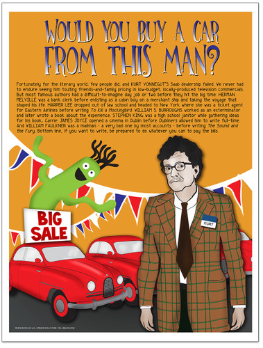 Second Job Famous Authors Literary Fine Art Print Featuring Vonnegut, King, Lee, and Faulkner