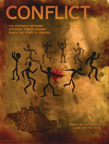 Conflict- Lord of the Flies - Literary Art Poster
