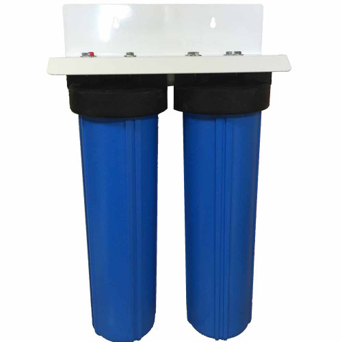 20-inch 2 Stage Big Blue Whole House Filter with Bone Char Carbon Filter - Reduces or Removes Fluoride, Radioactive Particles, and Toxic Metals