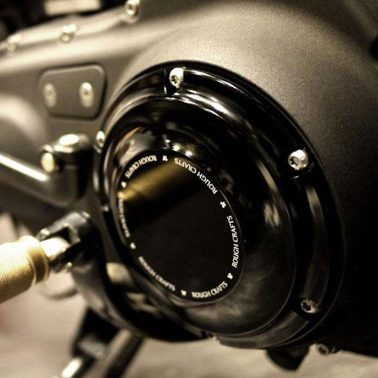 Rough Crafts Black Clutch Derby Cover for 04Up Harley Sportster Get