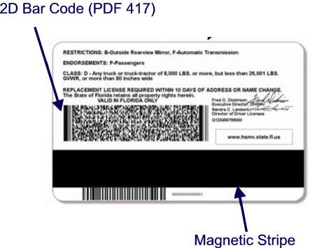 encoding pdf417 drivers license formats by state