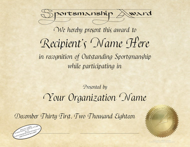 award certificate font