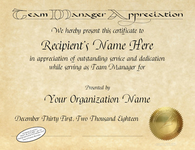 team certificates