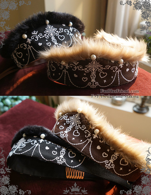 Steel Rose, Elegant Gothic Russia Kokoshnik Crown Like Wool Headdress