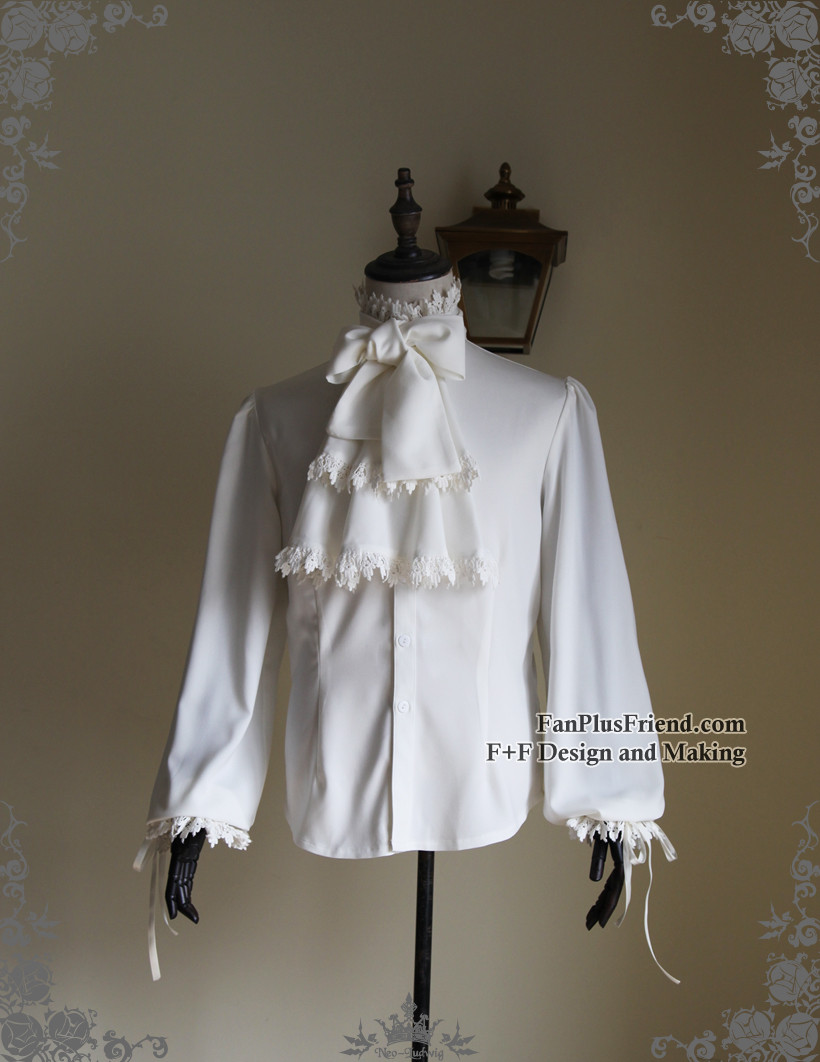 Pirate Gothic Ouji Prince Stand Up Collar Blouse &Jabot for Man*2colors
