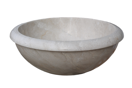Rim Top Natural Stone Vessel Sink - Beige Marble (Clearance)