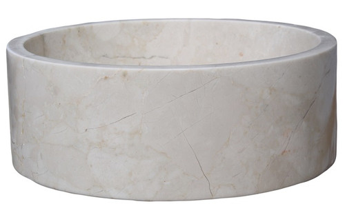 Cylindrical Natural Stone Vessel Sink - Beige Marble (Clearance)