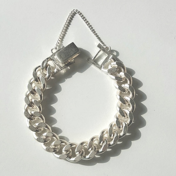 Chunky 10MM Curb Chain Bracelet Sterling Silver