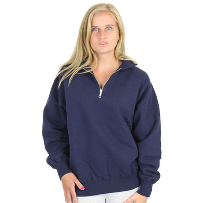 100% Heavy Cotton Zip Neck Womens Polo Sweatshirt Made in Canada