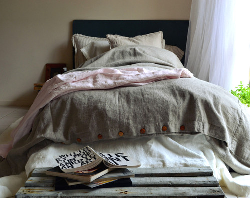 Natural Rustic Rough Heavy Weight Linen Quilt Cover / All sizes