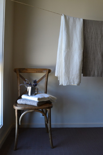 Natural linen bathroom towel/Waffle texture/Ivory