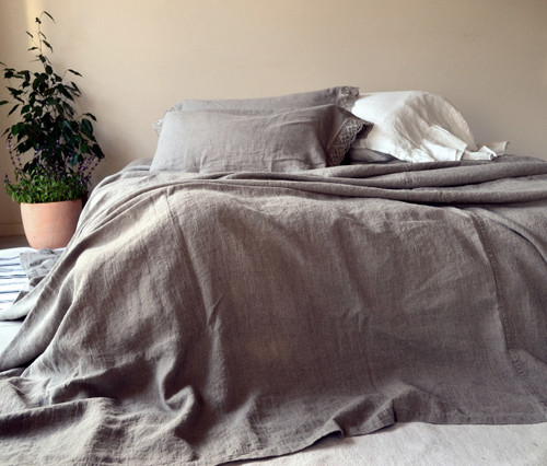 Rustic Rough Linen Bed cover/Coverlet