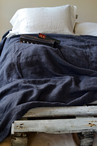 Peppercorn Dark Grey Rustic Heavy Linen Bed cover/Coverlet