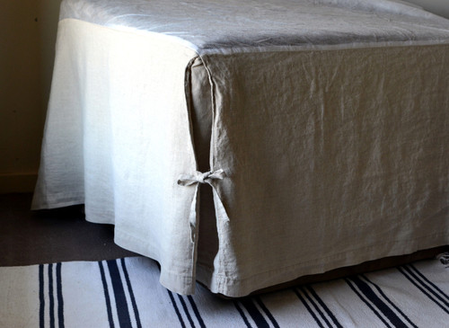 Box Pleated Dust Ruffle, Natural stonewashed linen