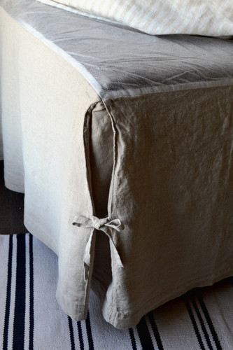 Box Pleated Dust Ruffle, Natural stonewashed linen
