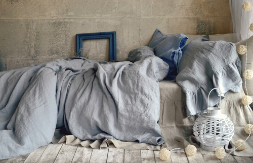 Pure Elegance, light grey stonewashed linen duvet/quilt cover