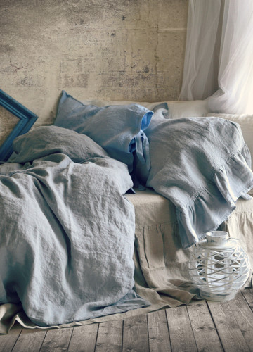 Pure Elegance, light grey stonewashed linen duvet/quilt cover