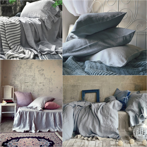 Ruffled Bed Valance⎮Light Grey⎮Natural stonewashed linen
