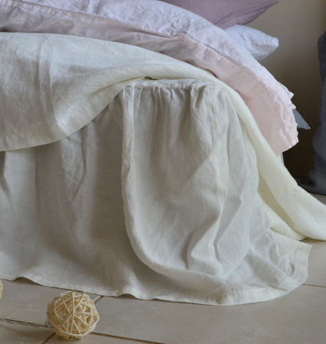 Antique White Linen Ruffled Valance⎮Bedskirt⎮Dust Ruffle