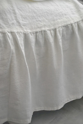 Antique White Linen Ruffled Valance⎮Bedskirt⎮Dust Ruffle