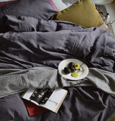 Charcoal stonewashed linen duvet/quilt cover