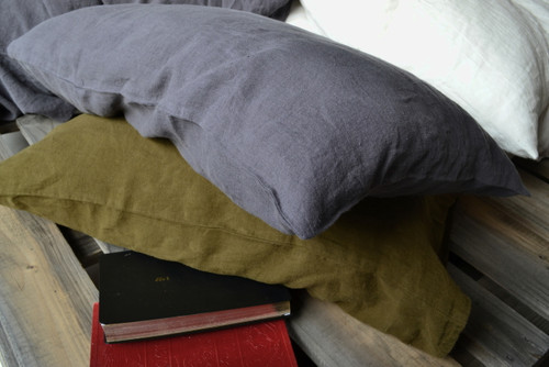 Charcoal stonewashed linen pillow case