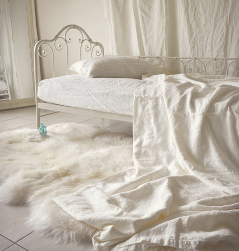 Ivory Rustic Rough Linen Coverlet/Bed cover/ Quilt/ Summer Blanket