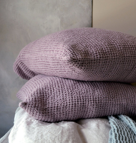Lilac Waffle Linen Pillow Case. Super heavy weight linen
