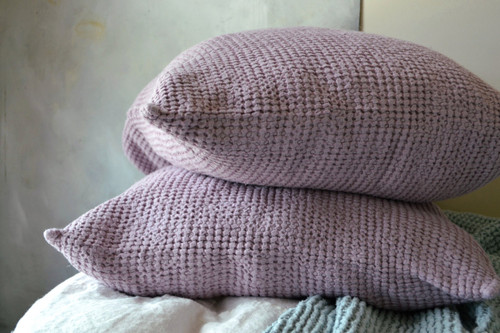 Lilac Waffle Linen Pillow Case. Super heavy weight linen