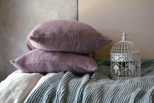 Lilac Waffle Linen Pillow Case. Super heavy weight linen