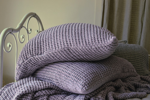 Lilac Waffle Linen Pillow Case. Super heavy weight linen