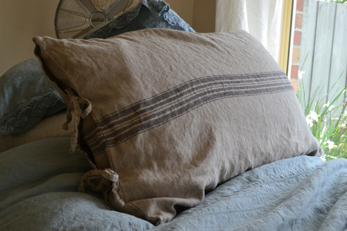 Grainsack Black Stripe Linen Pillowcase. All sizes