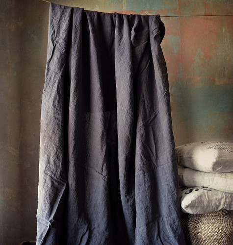 Midnight Blue stonewashed linen fitted sheet