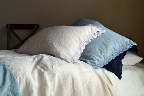 Cream laced linen pillow case