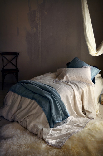 Cream laced linen pillow case