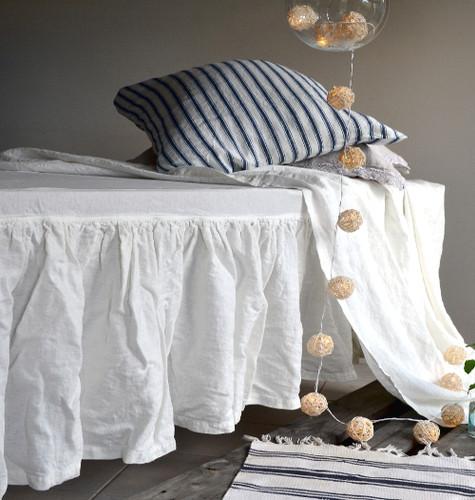 Ivory Heavy weight Linen Ruffled Valance⎮Bedskirt⎮Dust Ruffle