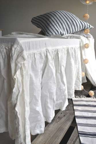 Ivory Heavy weight Linen Ruffled Valance⎮Bedskirt⎮Dust Ruffle